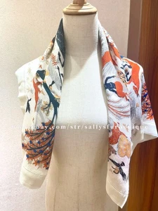 Sallys 100% Boiled Cashmere Stole Animals Print Square Thin Delicate Scarf 35" - Picture 1 of 9