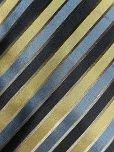Dolcepunta Herren Seidenkrawatte Italien Luxus Streifen Grau Blau Gelb 3 3/4 X 59 - Bild 1 von 10