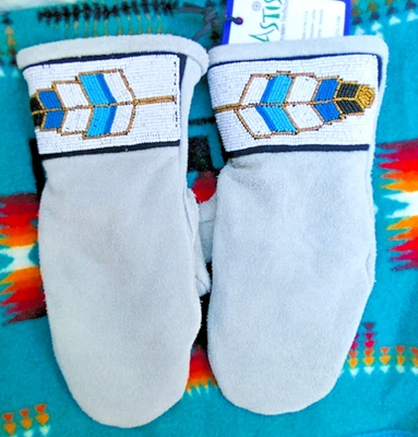 Guantes Astis Gris Impermeable Gamuza Cuentas Pluma Nuevo con Etiquetas Damas Pequeños Hechos en EE. UU. Foto 1 de 4