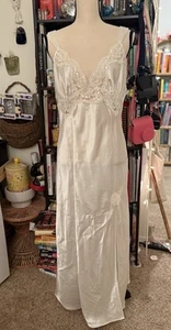 Vintage Victoria's Secret Nightgown White Satin Lace Slip Dress Bridal Wedding L - Picture 1 of 7