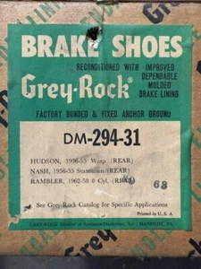 NOS 1955-56 Hudson Wasp, Nash Statesman, 1958-62 Rambler 8 cyl rear Brake shoes - Bild 1 von 2