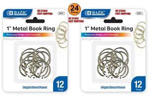 24 pcs 1 Inch Metal Silver Color Book Rings Excellent Quality Home School Office - Picture 1 of 1