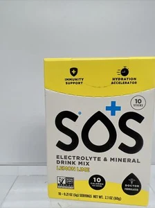 SOS Lemon Lime Electrolyte & Mineral Drink Mix 10 SERVINGS COMBINE SHIPPING - Picture 1 of 5
