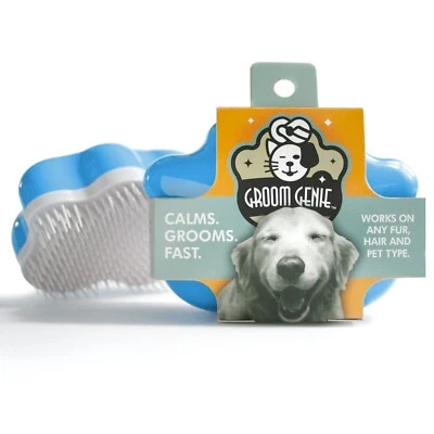 Groom Genie Large Pet Hair Massaging Brush Grooming Tool for Cats Dogs RoyalBlue