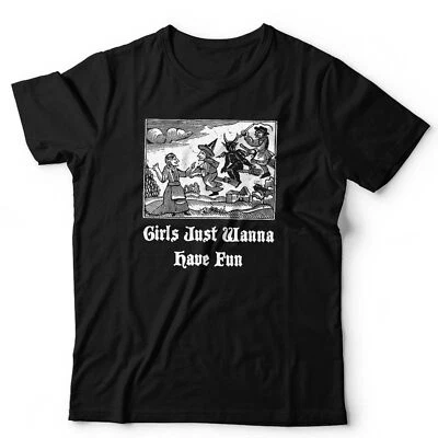 Halloween Tshirt Girls Just Wanna Have Fun Unisex & Kids Witch Cottagecore Funny - Image 1 of 4