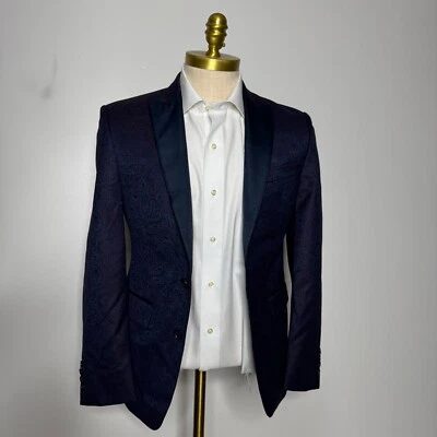 Ryan Seacrest Tuxedo Sport Coat Blazer 36S Mens Purple Paisley - Image 1 of 4