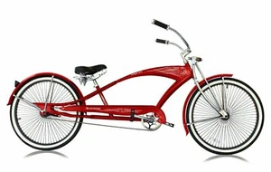 RED 26" Stretch Beach Cruiser Bicycle 68 Spokes Rims Coaster Extended Bike PUMA - Picture 1 of 5