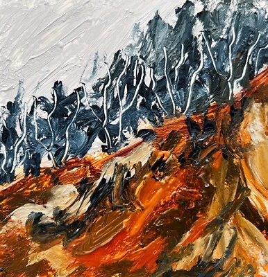 Árboles Bosque Montaña Paisaje Pintura al Óleo Expresionismo Abstracto Arte Ucrania Foto 1 de 4