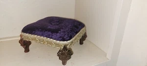 Doll Stool Bench Crush Purple Gold Fringe 7x7x5 - Picture 1 of 8