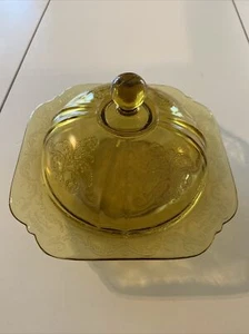 Indiana Glass “Recollection” Amber Covered Butter Dish cheese Plate Madrid - Picture 1 of 5