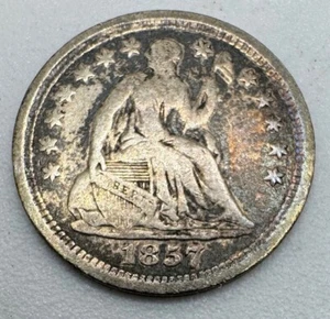 1857 Seated Liberty Half Dime - Picture 1 of 2