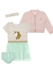Young Hearts Baby Girls Short Sleeve 2-pc. Dress Set Pink Color Size 18M $54 NWT - Picture 1 of 6