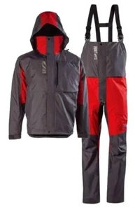 Rapala Rain Suit Fishing Jacket & Bib - Size Men's Medium - Color - Red & Grey - Picture 1 of 3