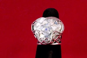 Noa Zuman Roman Glass Ring, Trillion, Grape Vine Design .925 setting #58 - Picture 1 of 2