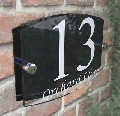 House Sign Plaques Door Number 1 - 999 Personalised Name Plate EMA5-13W - Image 1 of 4