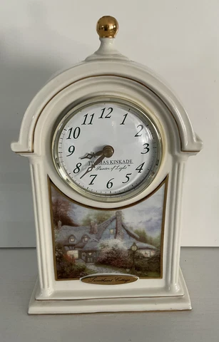 Thomas Kinkade Artist 2004 Sweetheart Cottage Porcelain Mantel Clock. Working Cover