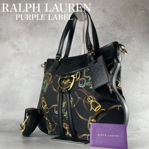 RALPH LAUREN PURPLE LABEL COLLECTION Shoulder Bag 2way Nylon Leather - Picture 1 of 10