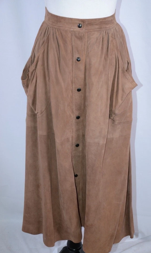 Fendi Women's Skirt Sz 38 Suede Brown Long Italy Career Boho Gypsy Large Pockets - Image 1 of 4