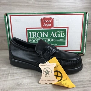 Iron Age Steel Toe Black Loafers Dress Shoes Size 8 W Style 705-1 New - Picture 1 of 7