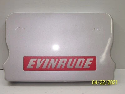Vintage Evinrude Outboard Motor Stand Aluminum Plate Tag In Red - Image 1 of 2