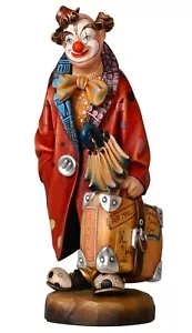 SCULTURA CLOWN MAX CM 20 SCOLPITA IN LEGNO DELLA VALGARDENA E DECORATA A MANO - Foto 1 di 1