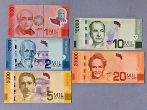 Costa Rica 5 Note Lot: P-274a, P-275b, P-276a, P-277a and P-278a 2009 - Picture 1 of 2
