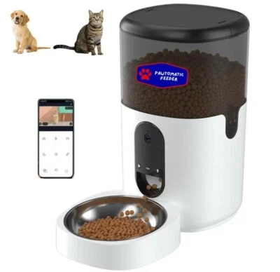 Automatic Pet Dog and Cat Feeder,HD Camera for Voice and Video Recording - Image 1 of 4
