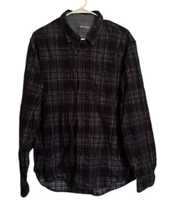 Michael Bastian Men's XL/Black Plaid Corduroy Shirt Long Sleeve Button Up - Picture 1 of 3