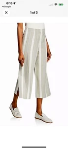 LAFAYETTE 148 Charlton Striped Wide Leg Cropped 100% Linen Pants Mule NWT - Picture 1 of 11