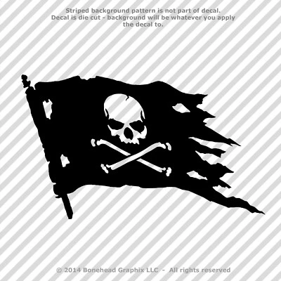 Jolly Roger Skull and Cross Bones Pirate Flag Vinyl Decal Sticker - 25 Colors