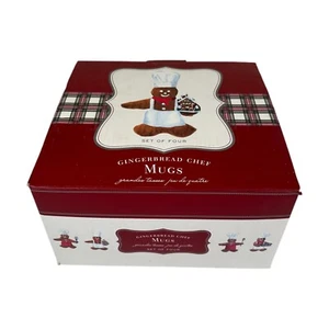 WILLIAMS-SONOMA Mugs Gingerbread Chef Set 4 Hot Chocolate Cider NIB 2009 RETIRED - Picture 1 of 13