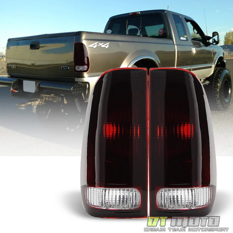 1997-2003 Ford F150 99-07 F250 F350 SuperDuty Red Smoke Tail Lights Brake Lamps - Image 1 of 4