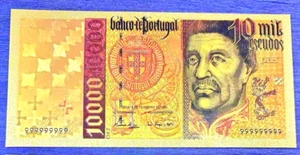 +++ PORTUGAL : " GOLD " POLYMER BANKOTE 10000 ESCUDOS 1997 - 2000 +++ B - Picture 1 of 3