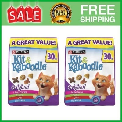 Purina Kit & KaboodleOriginal, Chicken,Liver, Indoor Dry Cat Food, 30 lb Bag x2 - Image 1 of 4