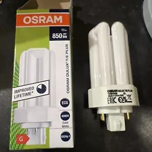 13W OSRAM Dimmable GX24Q-1 4 Pin CFL PL-T Light Bulb 4000k Cool White Lamp - Picture 1 of 4