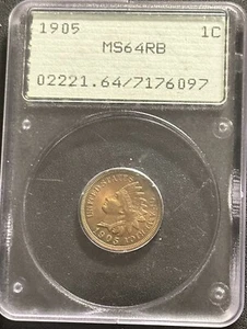 1905 1C PCGS MS64RB Indian Cent Old Rattler - Bild 1 von 4
