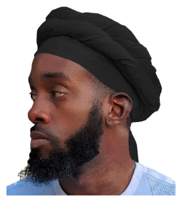 Turbante negro africano preatado para hombre Foto 1 de 3
