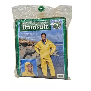 Vtg 1992 Academy Broadway Rain Suit Size Medium Heavy Duty 3 Piece Yellow 61312 - Picture 1 of 5
