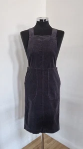White Stuff grey cord dress size 6 pinafore button back brand new Ida pockets - Picture 1 of 12