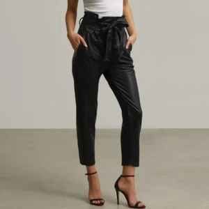 Commando Black Faux Leather Paperbag Pants Size Medium - Picture 1 of 5