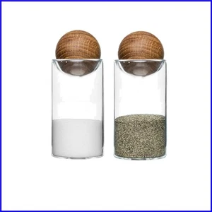 Shaker sale e pepe in vetro artigianale con eleganti tappi in rovere - regalo perfetto - Foto 1 di 7