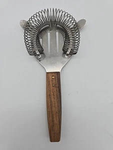 MCM Herramienta de Bar Vintage Colador de Cócteles Acero Inoxidable Barware Japón Mango de Madera - Imagen 1 de 6