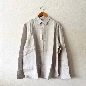Camisa con botones de lino Banana Republic para hombre XL gris manga larga trabajo negocios - Imagen 1 de 6