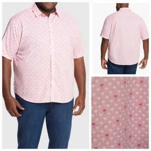 Van Heusen Men's Big & Tall Sz 4XLT Shirt Wrinkle-Free Short Slv Palm Tree NWT - Picture 1 of 11