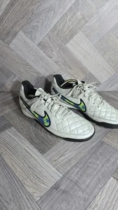 NIKE Tiempo Genio Leather TF Men's Sz 10 White Soccer Turf Shoes - Picture 1 of 10