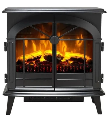 Dimplex Leckford Large Optiflame Electric Stove, Black Wood Burner R:6 - Image 1 of 4