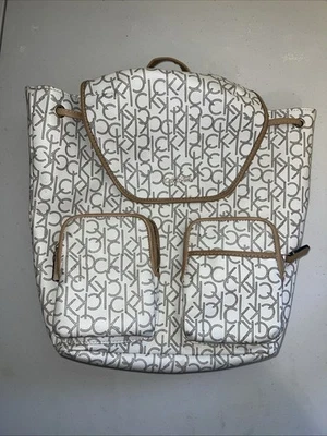 Calvin Klein Monogram Logo Leather Backpack - Image 1 of 4