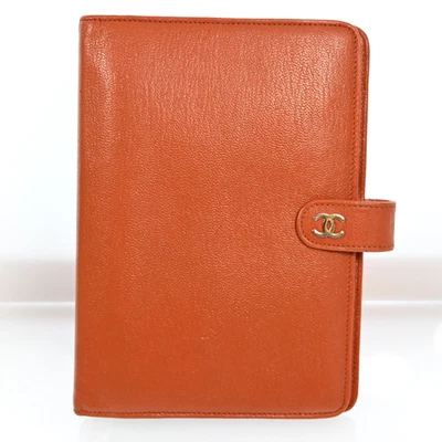 Authentic CHANEL Coco Mark Planner Cover Agenda Orange Leather H2434CA612 - Image 1 of 4