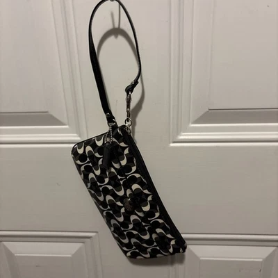 Coach Peyton Dream C” Logo Pattern Wristlet Black, White Gray - Image 1 of 4