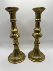 Set 2 portacandele vintage in ottone massiccio pesante alto 10” decorazione classica - Foto 1 di 5